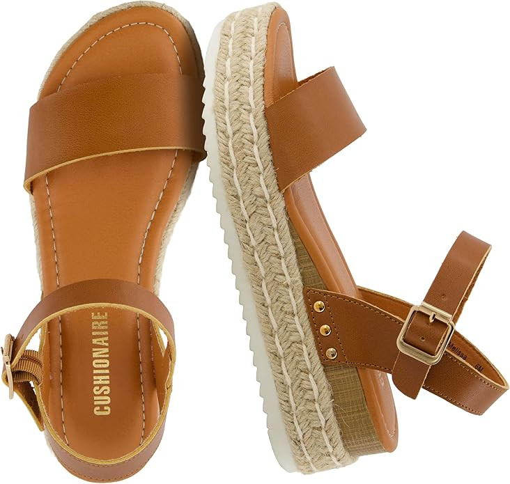 CUSHIONAIRE Melissa Espadrille Platform Sandals For Women with Adjustable Ankle Strap and Memory ... | Amazon (US)