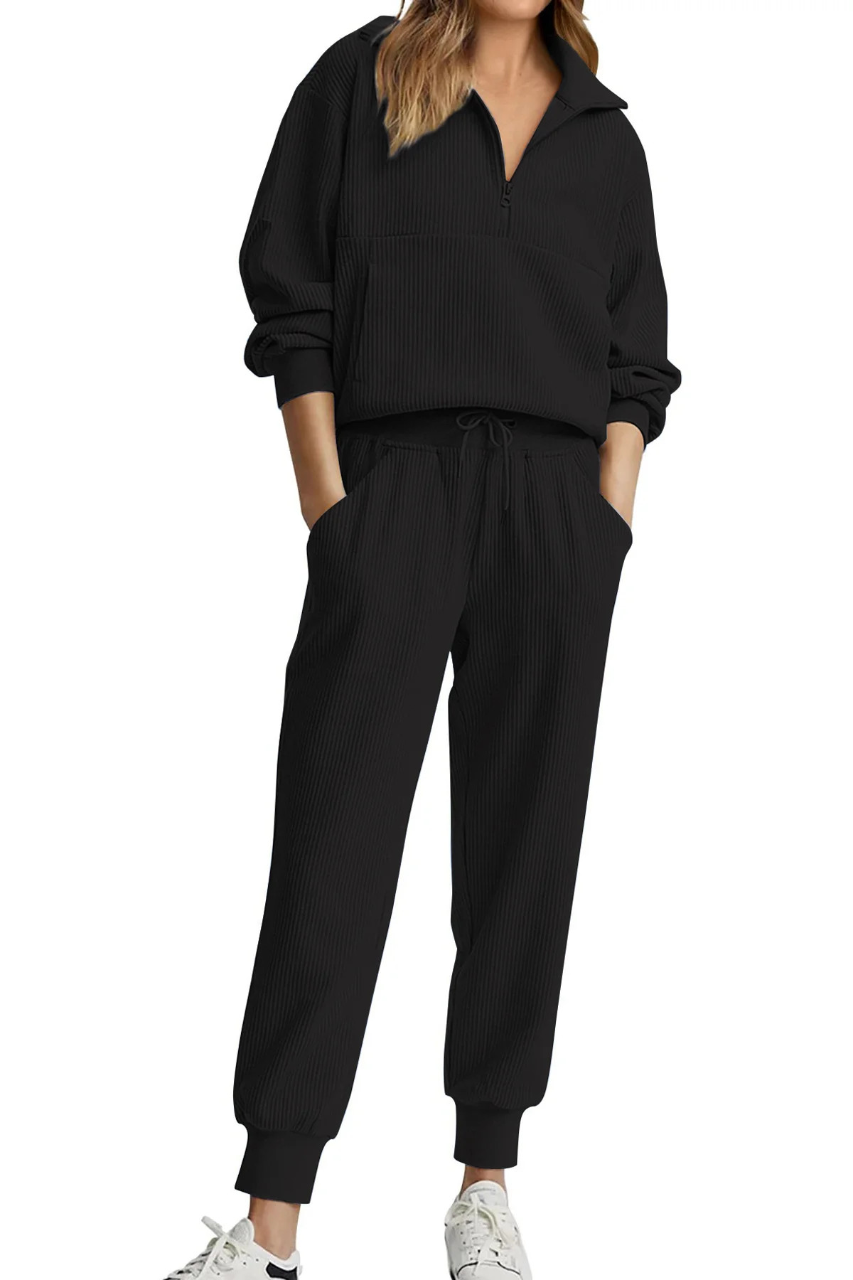 Fantaslook Womens 2 Piece Outfits Long Sleeve Half Zip Sweatsuits with Pockets Pullover Lounge Se... | Walmart (US)