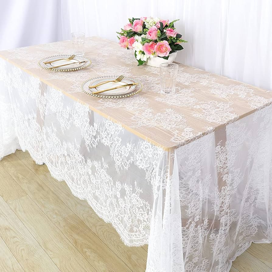 Pardecor Lace Tablecloth Rectangle 60x120 White Lace Tablecloth Lace Table Clothes Eyelash Vintag... | Amazon (US)