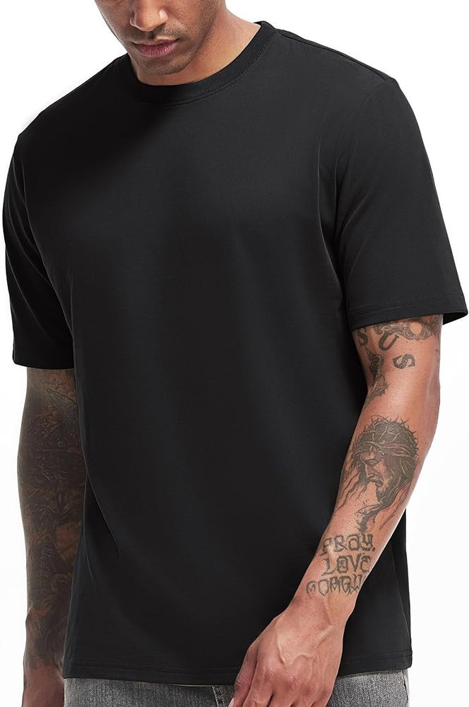 VEIISAR Men's Heavy Weight Crew Neck T-Shirt Mens Premium Cotton Tee - Pre Shrunk S-3XL | Amazon (US)