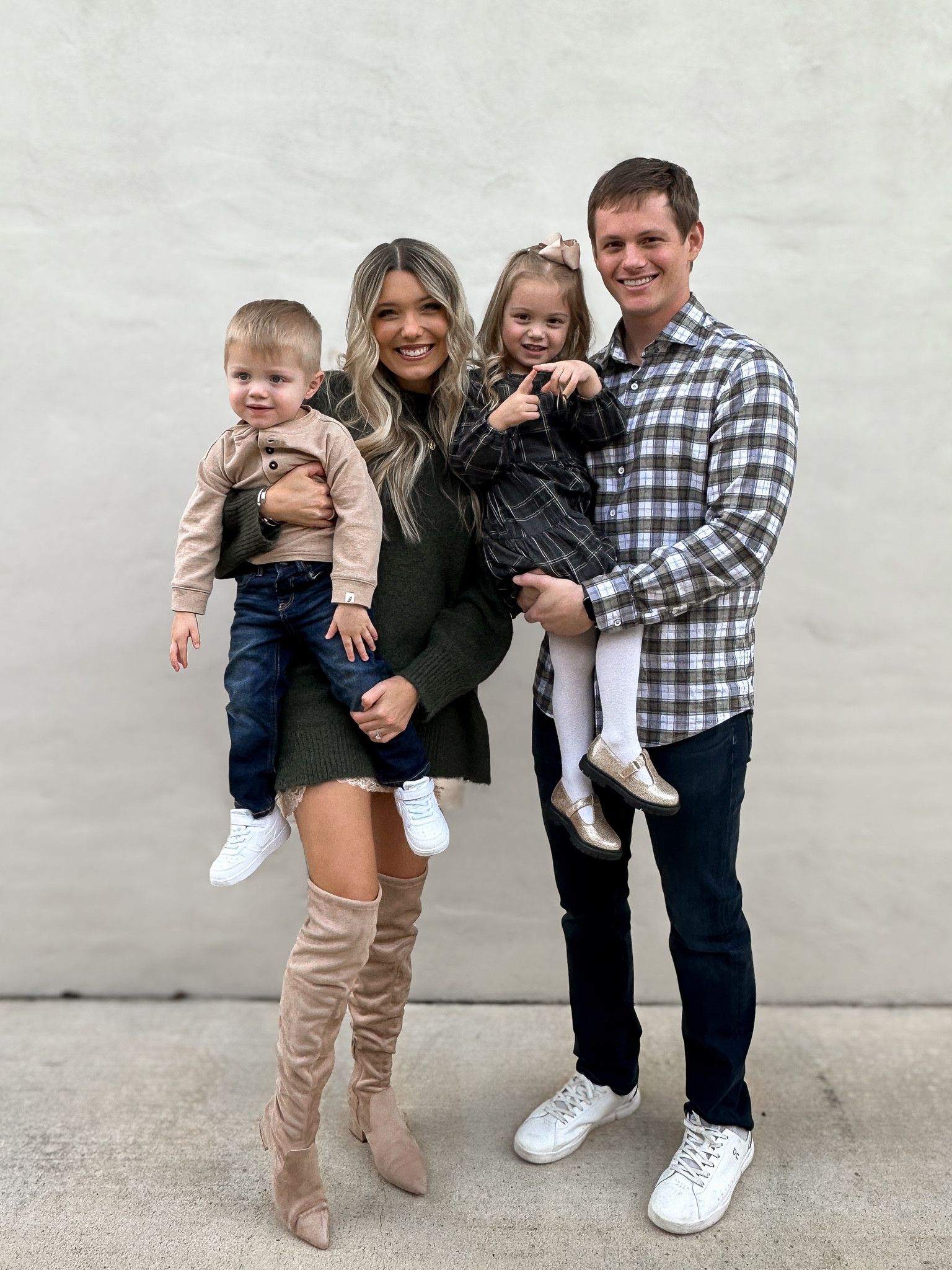 Oversized sweater (wearing a S) I’m 5”7
Slip skirt - size s (works with 1st trimester bump or even into 2nd)
Boots - true to size but I sized up to 7 1/2 to wear with thicker socks

Brandon’s plaid shirt is on major sale! Size L 

(Family photos, Christmas card photos, mens shirt, mens clothing, ootd, toddler boy outfit, toddler girl outfit, little boy outfit, little girl clothes, mom to be, girl mom, boy mom, pregnant, pregnancy, bump friendly, bump style, maternity look, knee high boots, sweater, Nordstrom, winter fashion, Christmas outfit, Nye outfit, date night outfit, going out outfit) 

#LTKbump #LTKstyletip #LTKfamily