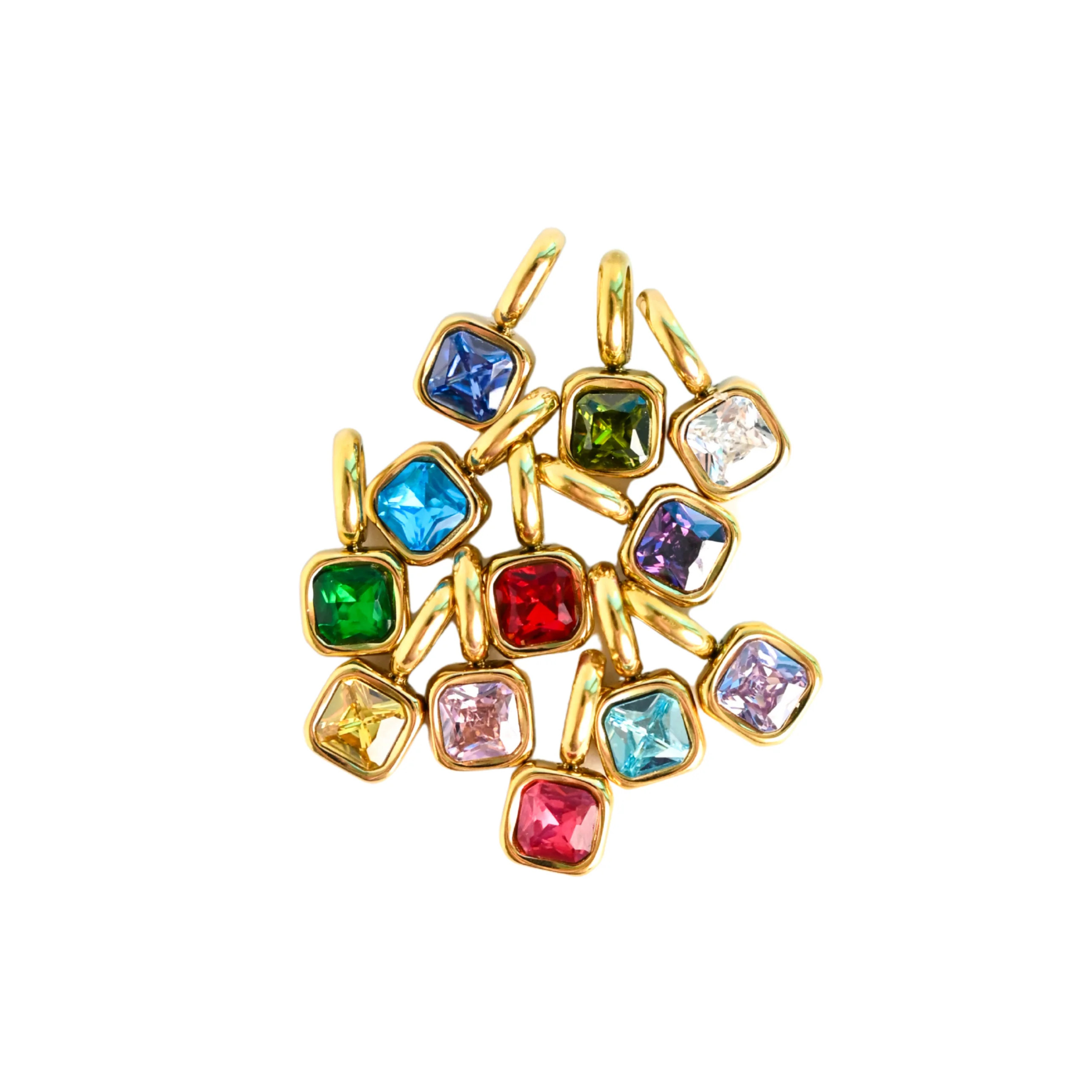 Square Bezeled Gemstone Charm | Golden Thread LLC