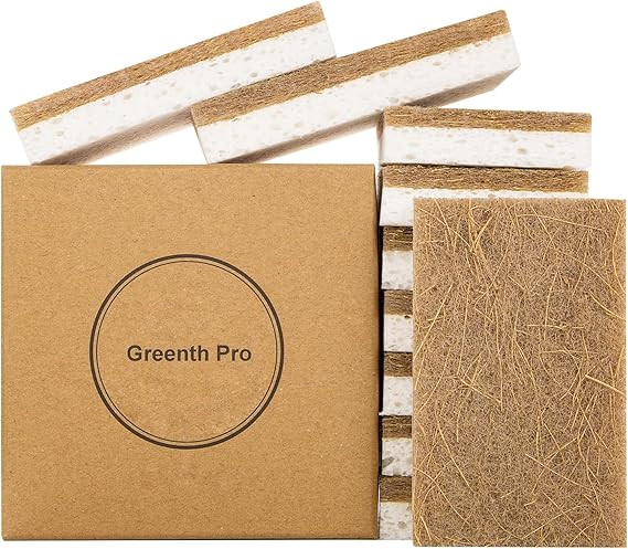 GREENTH PRO 10 Pack Nature Dish Sponge - Natural Kitchen Sponge - Eco Friendly Coconut Fiber and ... | Amazon (US)