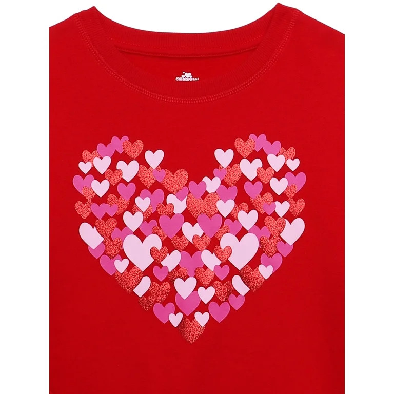 Way to Celebrate Girls' Valentine's Day Long-Sleeve Graphic Fleece Sweatshirt, Sizes 4-18 | Walmart (US)
