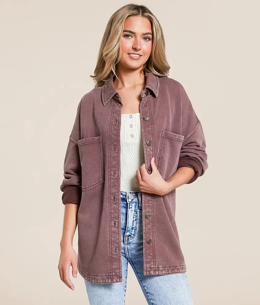 All Day Knit Washed Shacket | Buckle