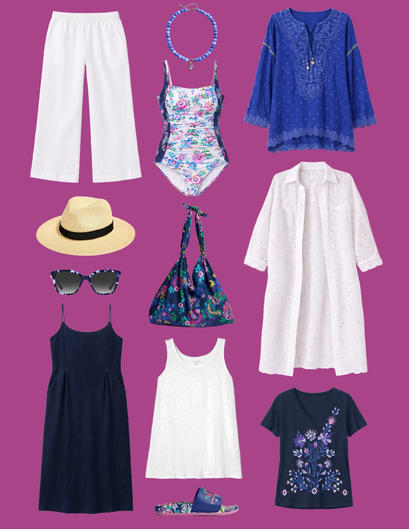 A size inclusive navy, white, and pretty florals vacation capsule wardrobe or just a way to elevate your pool look this summer with styles incorporating Johnny Was and other popular retailers with coordinated vacation beach looks. @Quince @shop_nordstrom 

#LTKSeasonal #LTKMidsize #LTKOver40