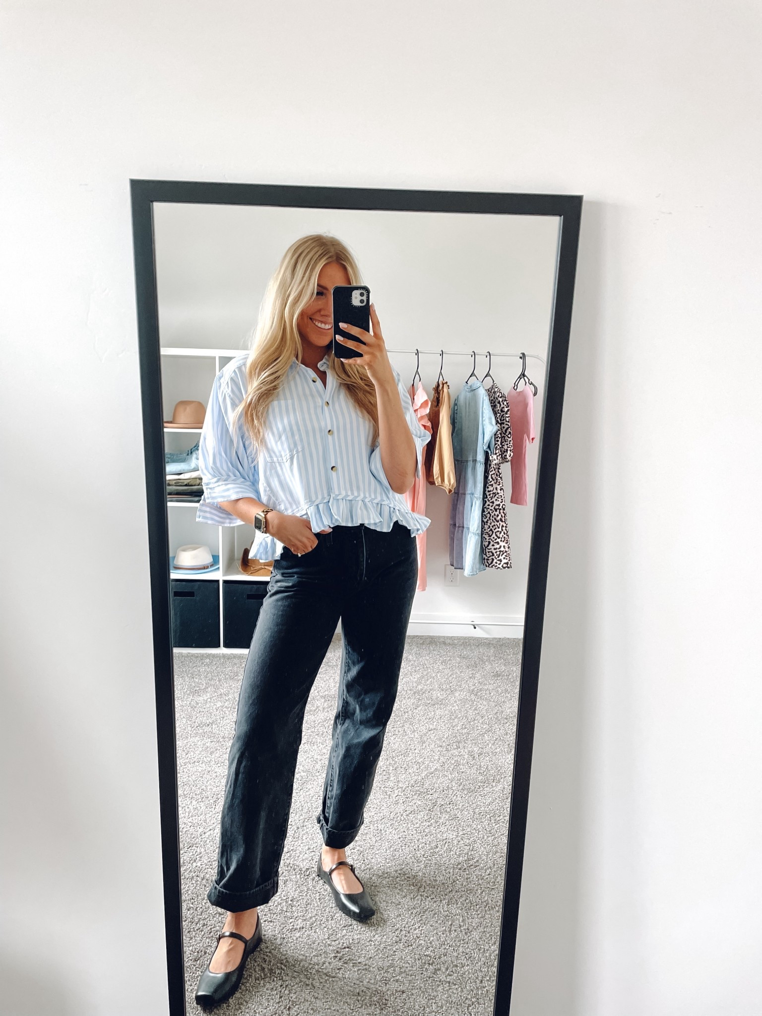 teacher outfit idea!
striped button up top: wearing usual M
black jeans: sizing chart accurate
black flats: size up half 

| teacher outfit | teacher fashion | amazon fashion | teacher shirt | work outfit 



#LTKSeasonal #LTKWorkwear #LTKFindsUnder100