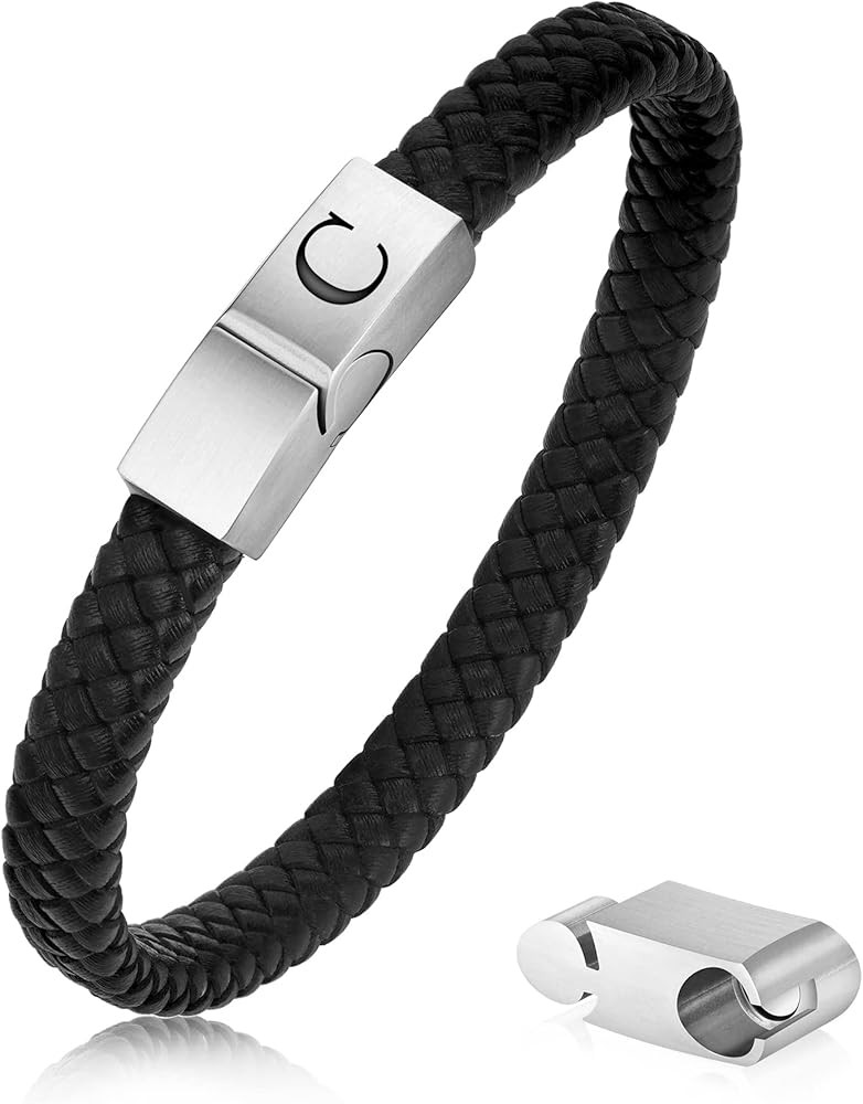 Leather Bracelets for Mens Gifts - Premium Genuine Leather Adjustable Stainless Steel Magnetic Cl... | Amazon (US)