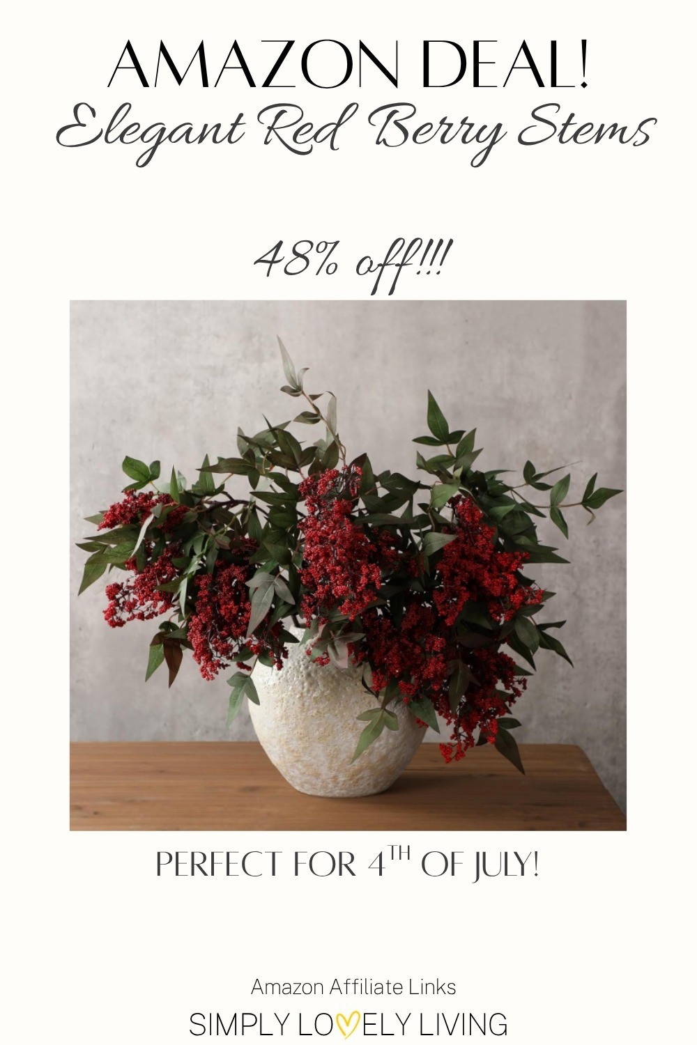 Amazon deal!!! I've never seen these beautiful berry stems at this price! 48% Off!!! PERFECT from 4th of July through Christmas!!! 😍😍😍♥️🤍💙🌲🌲🌲#amazon #berrystems #salealert

#LTKHome #LTKSeasonal #LTKSaleAlert