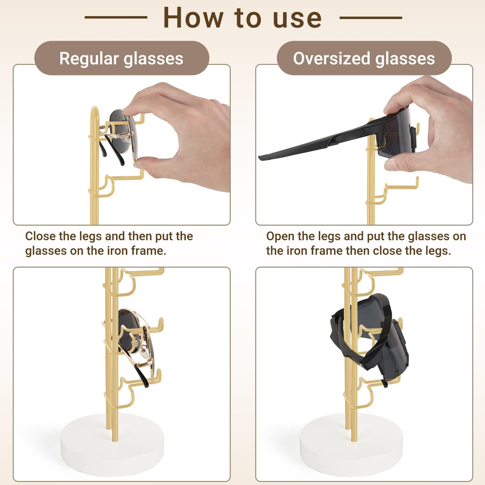 Mkono Sunglasses Organizer Glasses Holder Stand Sunglass Storage Eyeglasses Rack Metal Frame with... | Amazon (US)