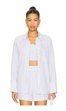 ALL THE WAYS Alice Button Down Top in Blue Stripe from Revolve.com | Revolve Clothing (Global)