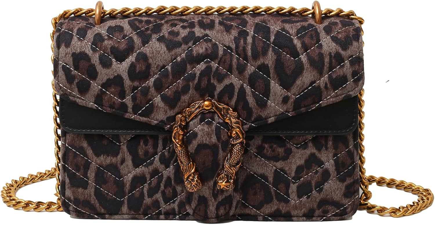 MYHOZEE Crossbody Bags for Women - Snake Printed Clutch Purses Leather Chain Shoulder Bags Evening Handbags | Amazon (US)