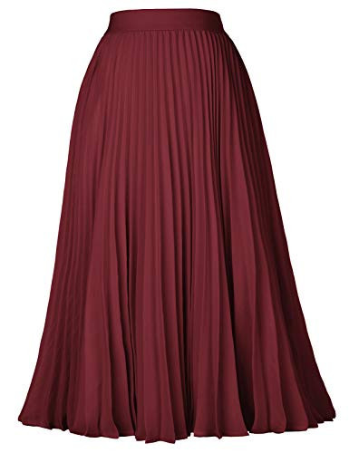 Kate Kasin Plus Size Pleated Midi Skirt Cocktail Evening Party Dark Wine Size 2XL KK659-30 | Amazon (US)