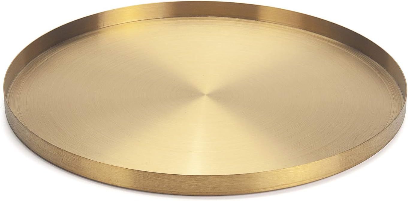 IVAILEX Gold Stainless Steel Round Jewelry and Make up Organiser/Candle Plate Decorative Tray (12... | Amazon (US)