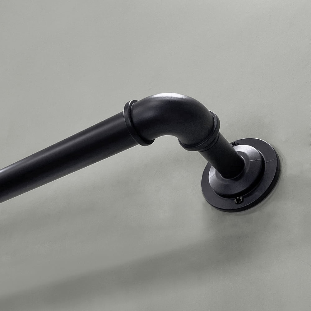 Better Homes & Gardens 1" Industrial Pipe, Single Curtain Rod, 42-120", Matte Black | Walmart (US)
