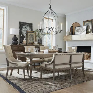 Americana Farmhouse Dusty Taupe Rectangular Table Set with Dining Chairs Various Options | Bed Bath & Beyond