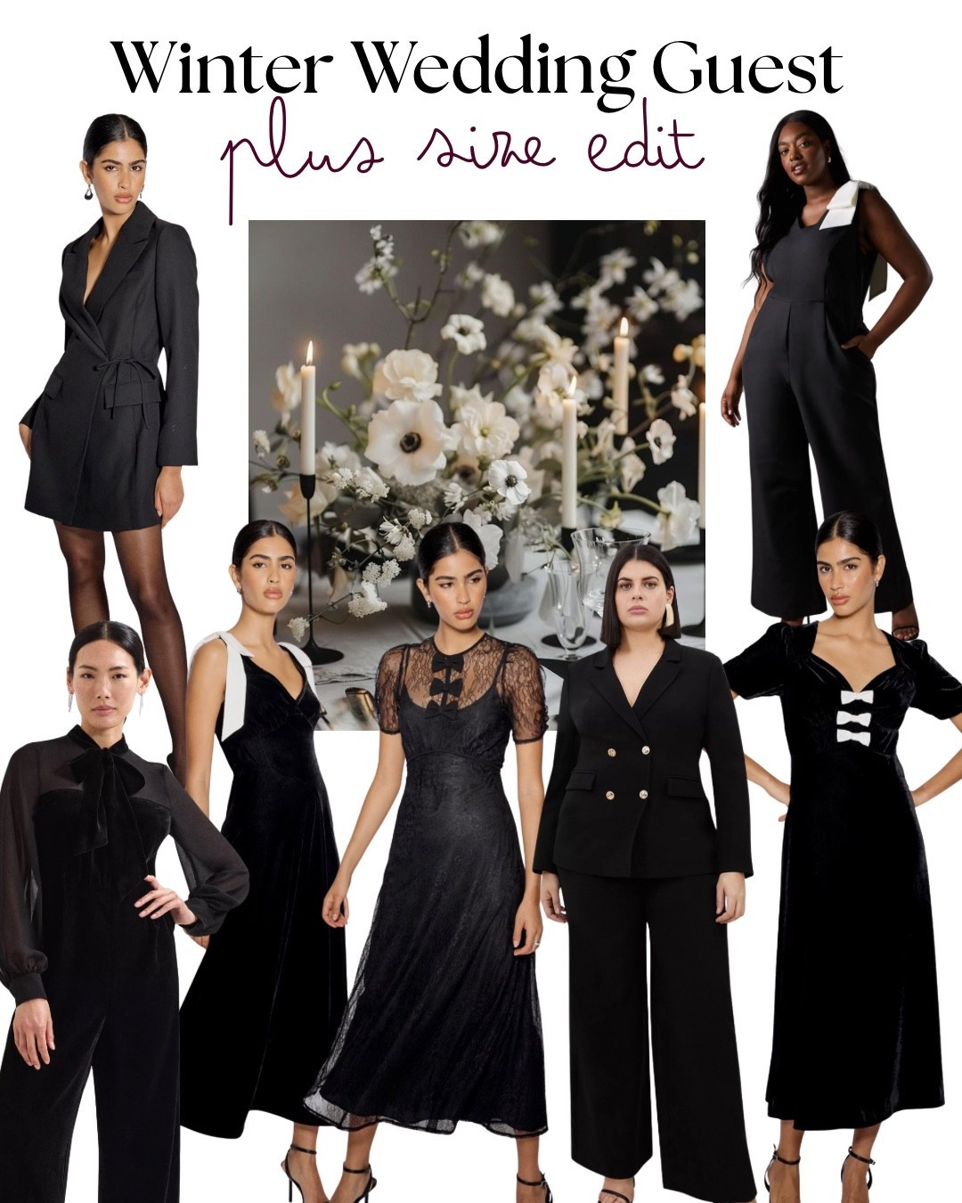 Winter Wedding Guest - Black and White edition 🖤🤍

Plus size wedding guest dress jumpsuit mini dress maxi dress inspiration 

#LTKplussize #LTKuk #LTKwedding