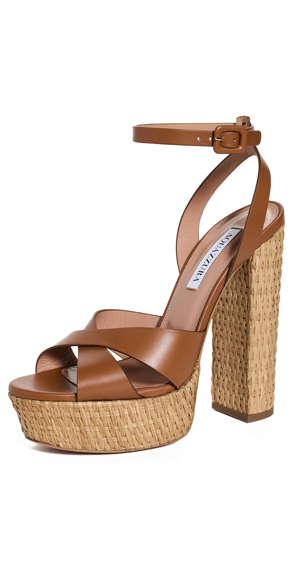 Aquazzura Sunseeker Sandals Plateau 140mm Tobacco 41 | Shopbop