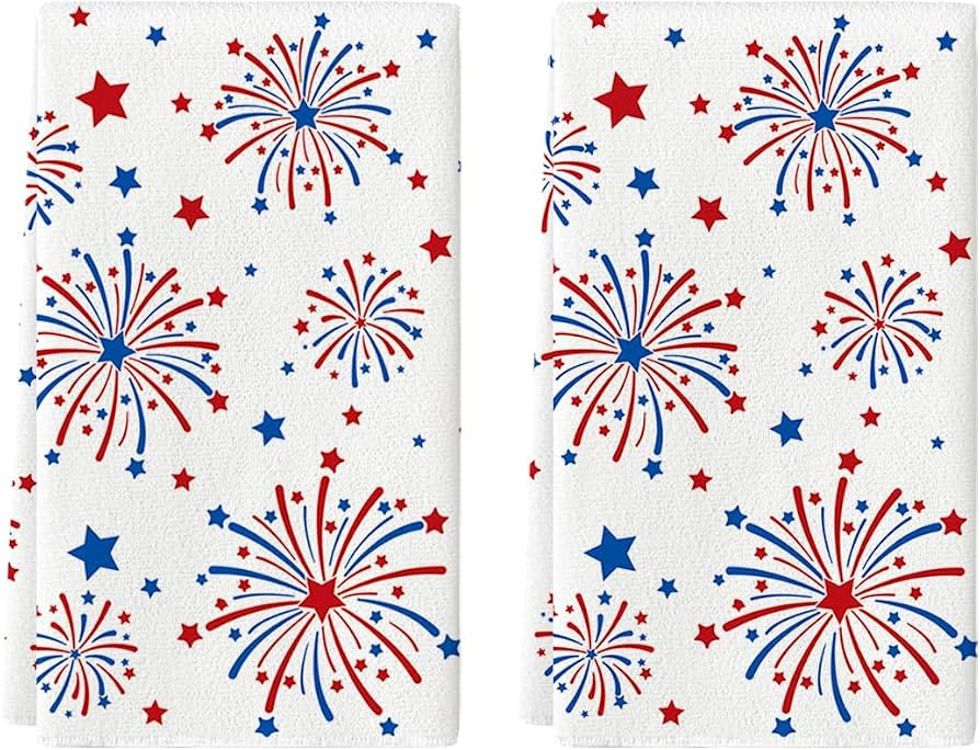 Artoid Mode Fireworks Stars Patriotic 4th of July Kitchen Towels Dish Towels, 18x26 Inch Farmhous... | Amazon (US)
