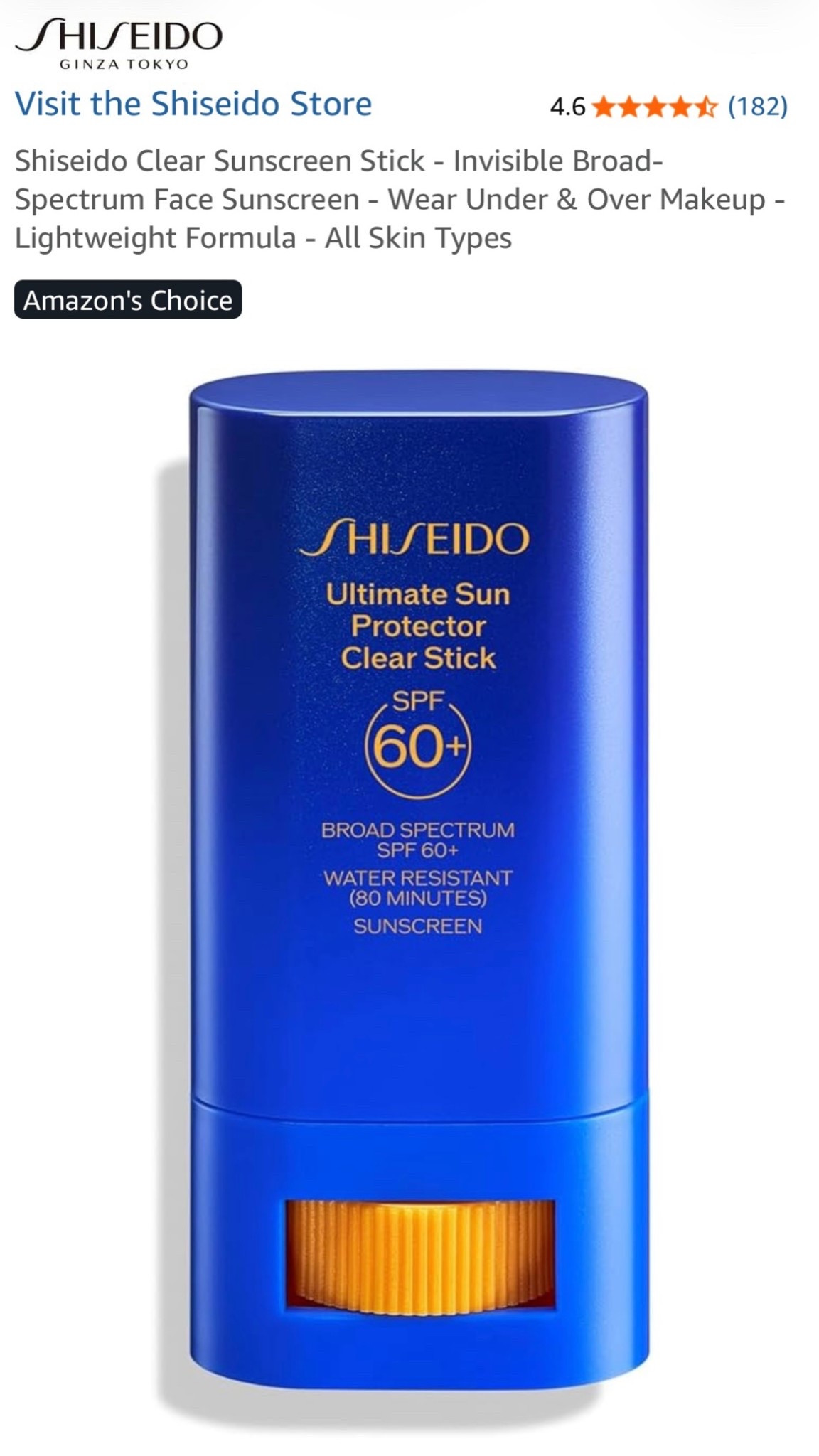 I have been using this Shiseido stick FOR YEARS, and I have NEVER seen it 40% off. It’s great for reapplying sunscreen over makeup. I love that it’s 60SPF and stronger than most sunscreen sticks, since the sticks generally aren’t as effective as reapplying with lotion. But when I need to reapply and don’t want to mess up my makeup, this is perfect.

#LTKSaleAlert #LTKBeauty #LTKselfcare