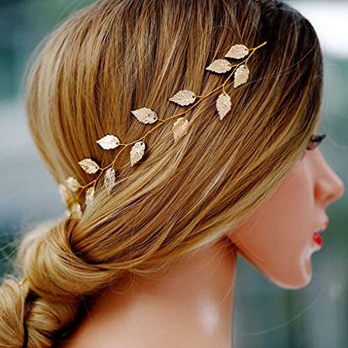 Yean Wedding Headband Gold Leaf Bridal Headpieces for Bridesmaid and Flowergirls (15.7 Inches) (G... | Amazon (US)