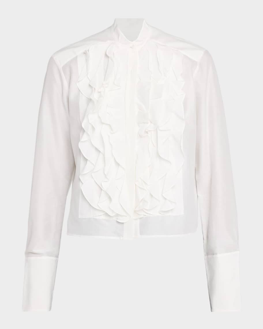 Patti Ruffle Button-Front Shirt | Neiman Marcus