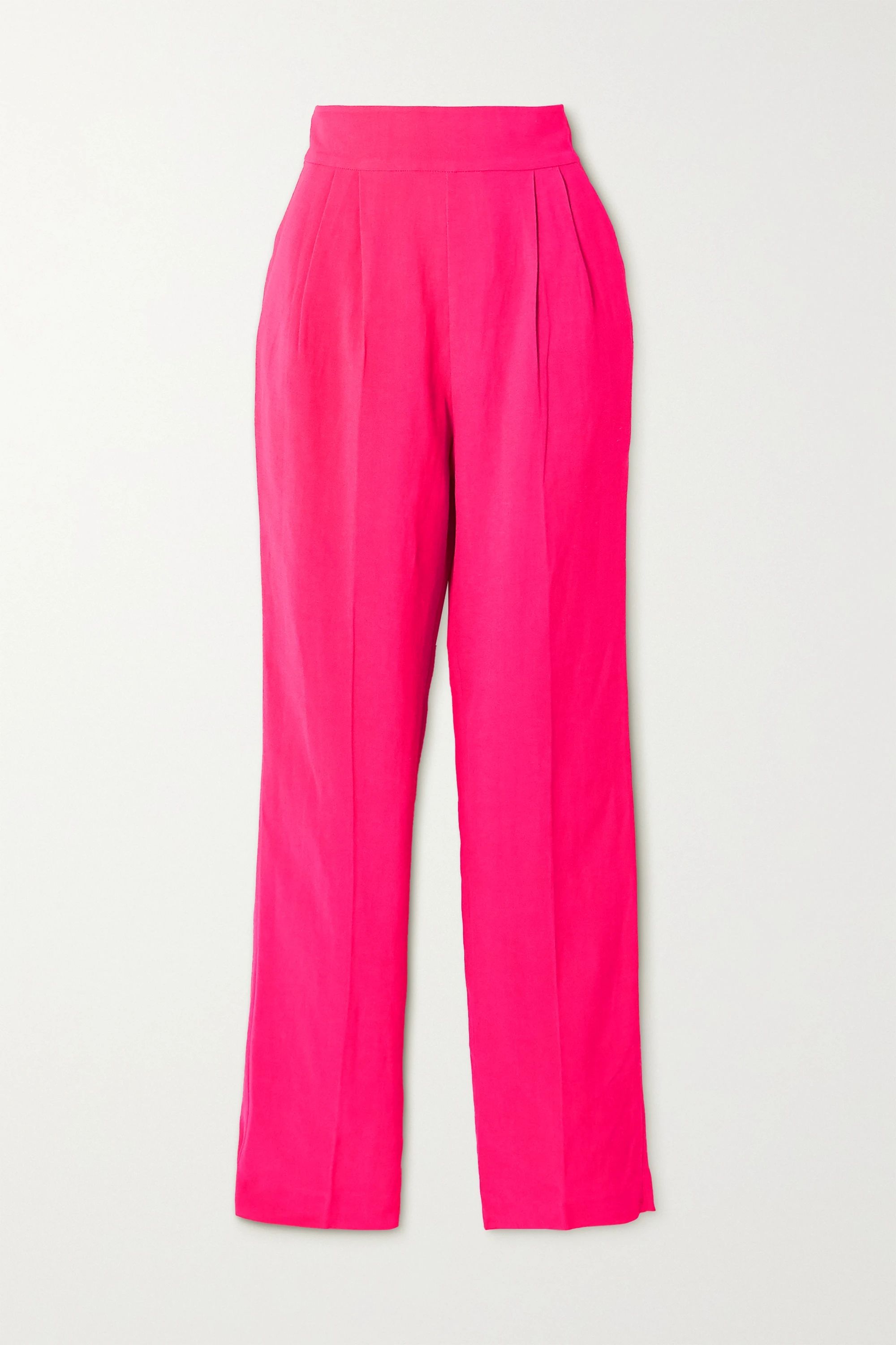 Fuchsia Flora pleated woven straight-leg pants | USISI SISTER | NET-A-PORTER | NET-A-PORTER (UK & EU)