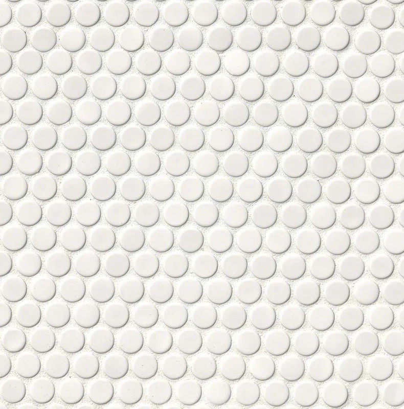 Penny Round Porcelain Mosaic Tile in Glossy White | Wayfair North America