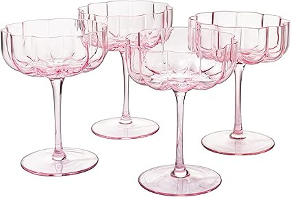 The Wine Savant Flower Vintage Glass Coupes 7oz Colorful Cocktail, Martini & Champagne Glasses, P... | Amazon (US)