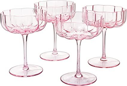 The Wine Savant Flower Vintage Glass Coupes 7oz Colorful Cocktail, Martini & Champagne Glasses, P... | Amazon (US)