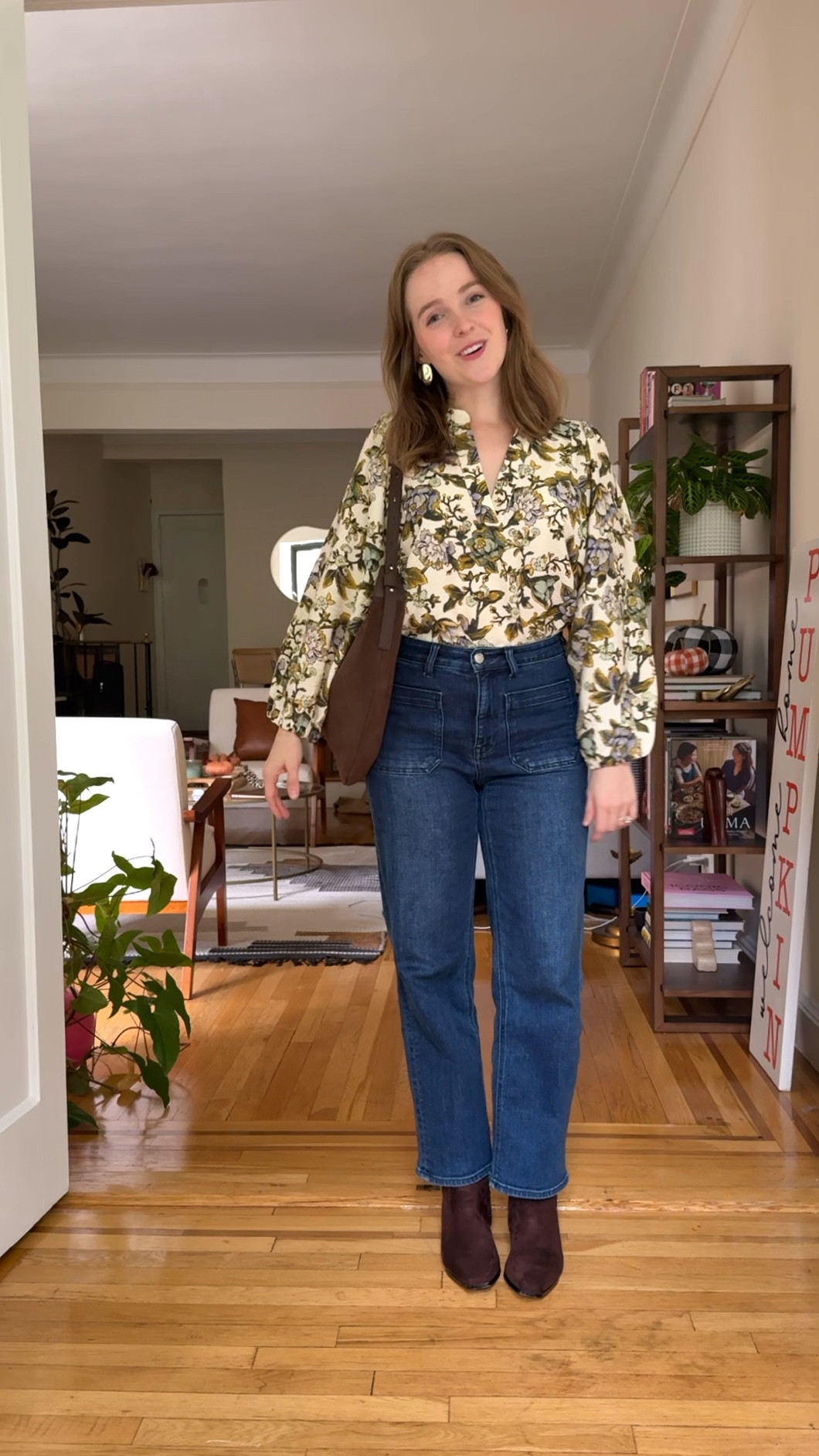 Ootd!
40% off blouse (size down if between) xs
26 inseam size 25 jeans (I’m 5ft 2 118 lbs)
40% off suede bag
Size 7 boots sized up 1/2 to wear with thick socks 

#LTKStyleTip #LTKSaleAlert