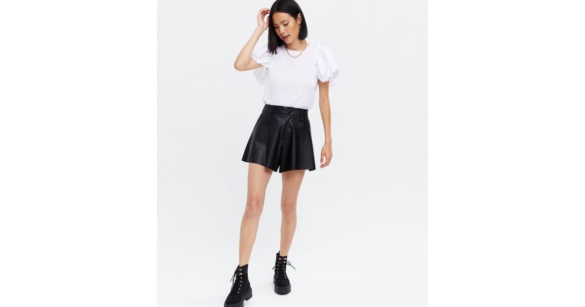 Black Leather-Look Flippy Shorts
						
						Add to Saved Items
						Remove from Saved Items | New Look (UK)