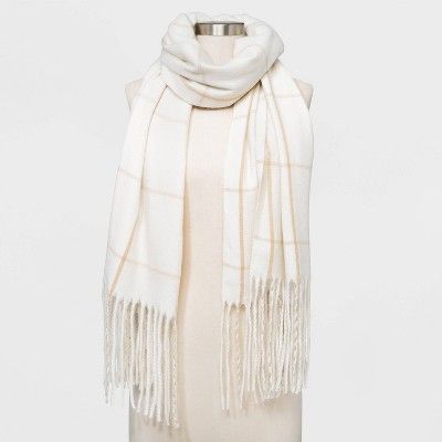 Women's Plaid Blanket Scarf - A New Day™ Cream | Target