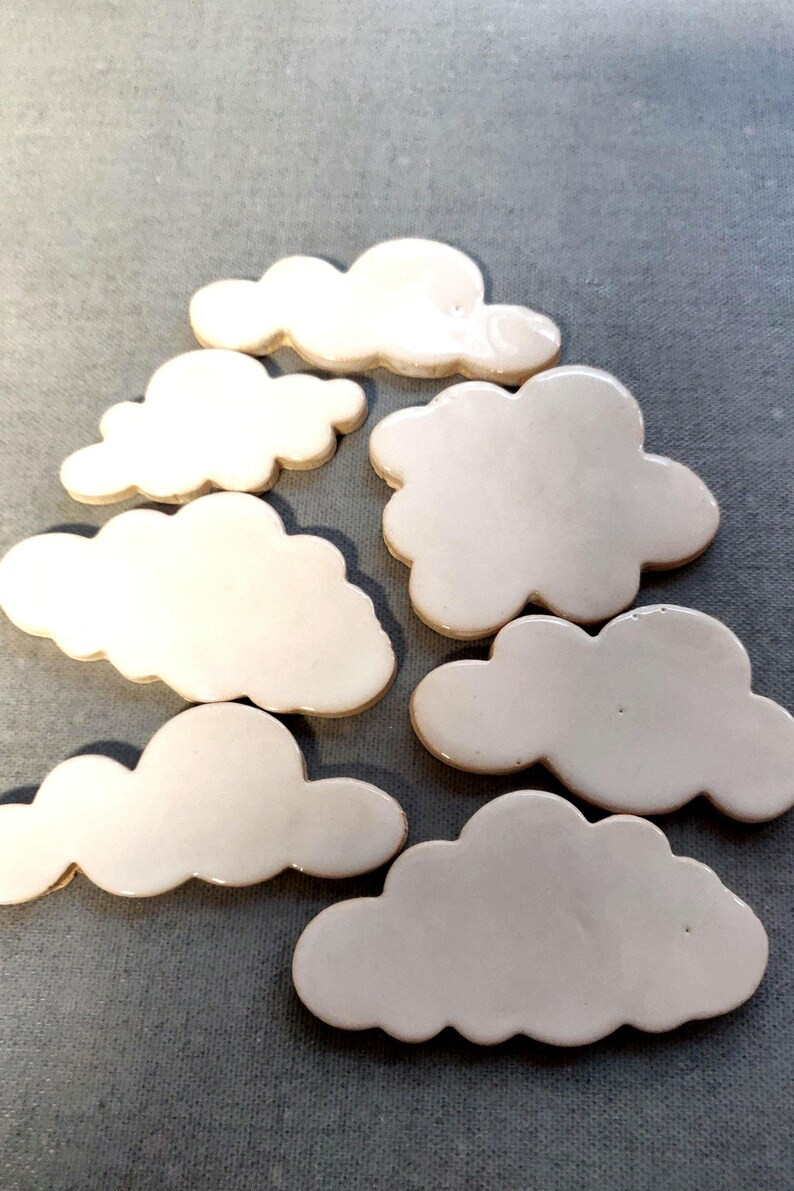 7 Ceramic Mosaic Pieces in Shape of Clouds, White Glossy Glaze, Pieces for Craft Projects - Etsy | Etsy (US)