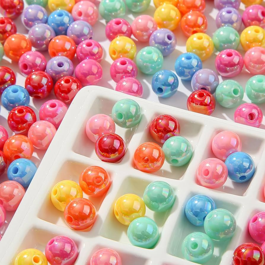 10mm Acrylic Beads Ab Color Beads Acrylic Assorted Colors Beads Round Bubble Beads for DIY Craft ... | Amazon (US)