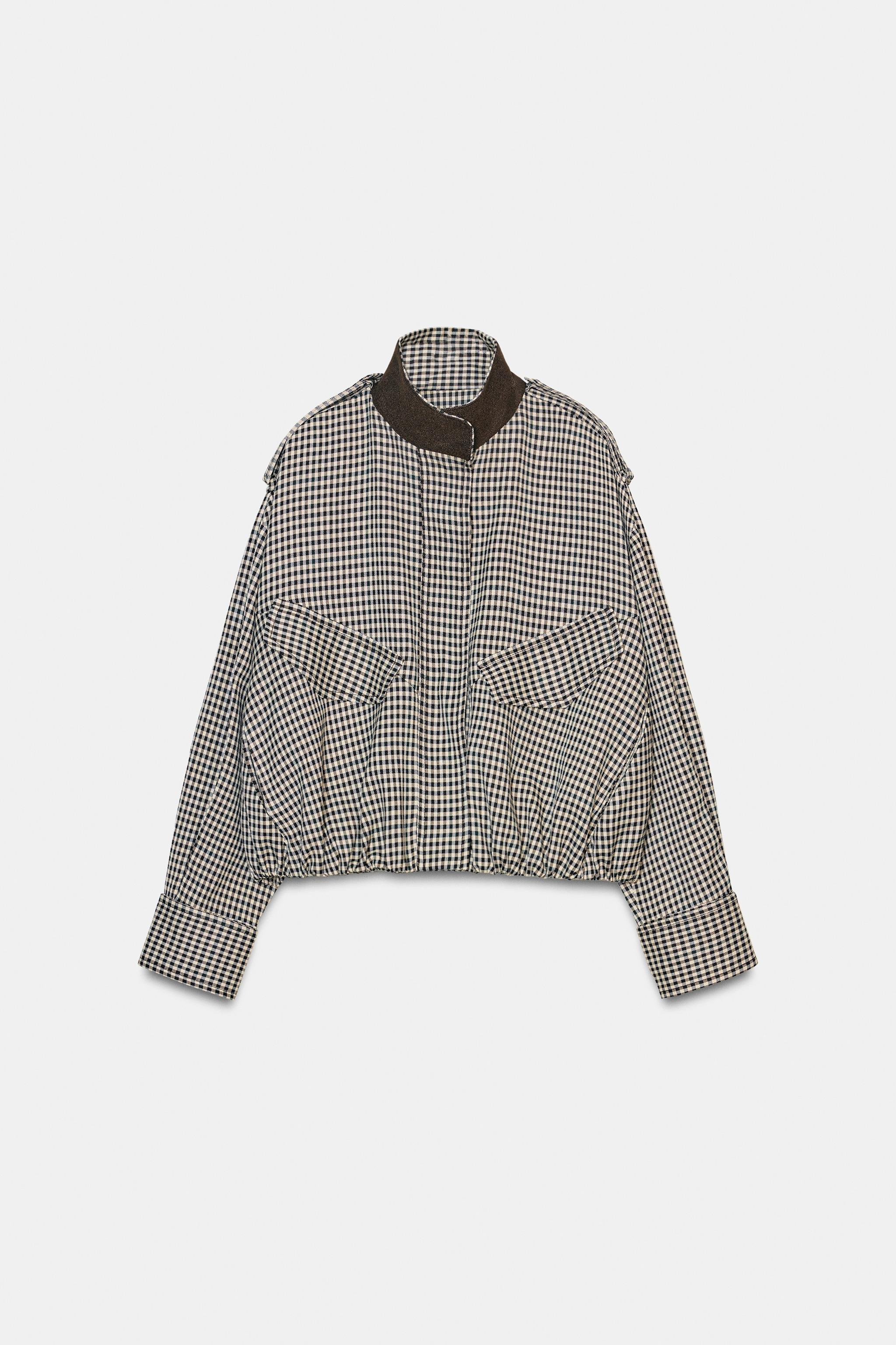 CHECKED ZW COLLECTION BOMBER JACKET | Zara US