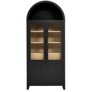 MODWAY Evie 71.1 in. Tall Arched Wood Display Bookcase in Black Oak EEI-6834-BLK-OAK - The Home D... | The Home Depot