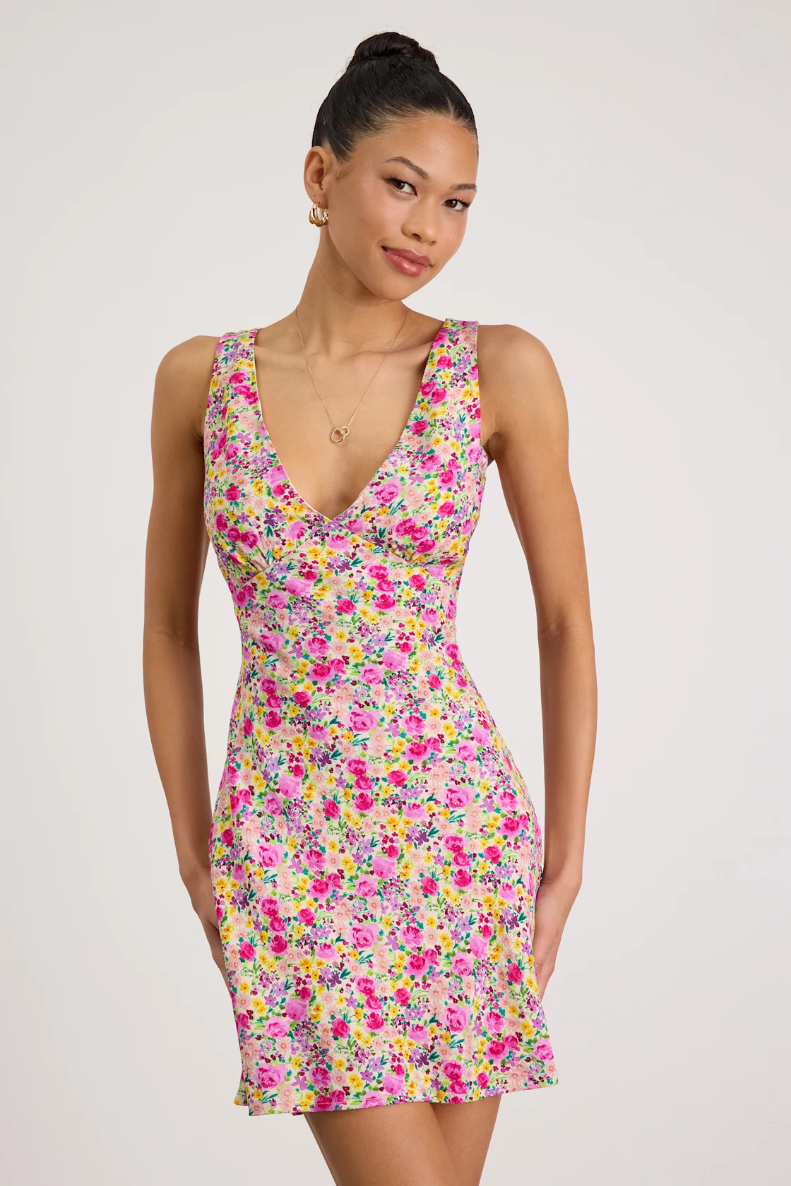 Vanessa Pink Multi Floral Sleeveless Mini Dress | Lulus