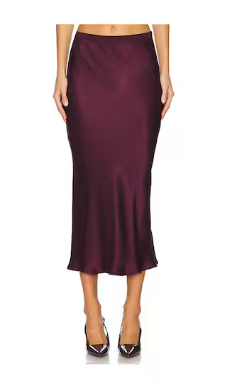 ANINE BING Bar Silk Skirt in Burgundy. - size M | Revolve Clothing (Global)