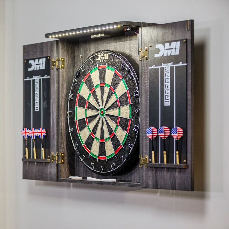 Sports Paris LED Lighted Bristle Dartboard and Cabinet Set with Darts | Wayfair North America