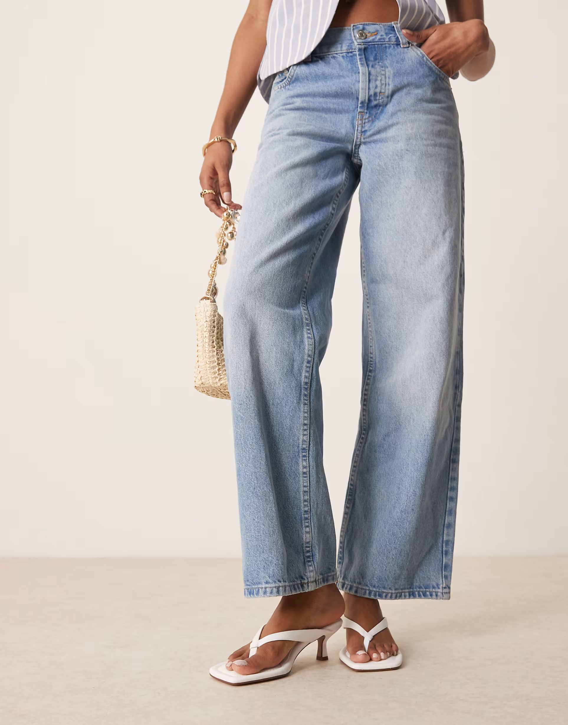 ASOS DESIGN Hawaii toe thong kitten heeled sandals in white | ASOS (Global)