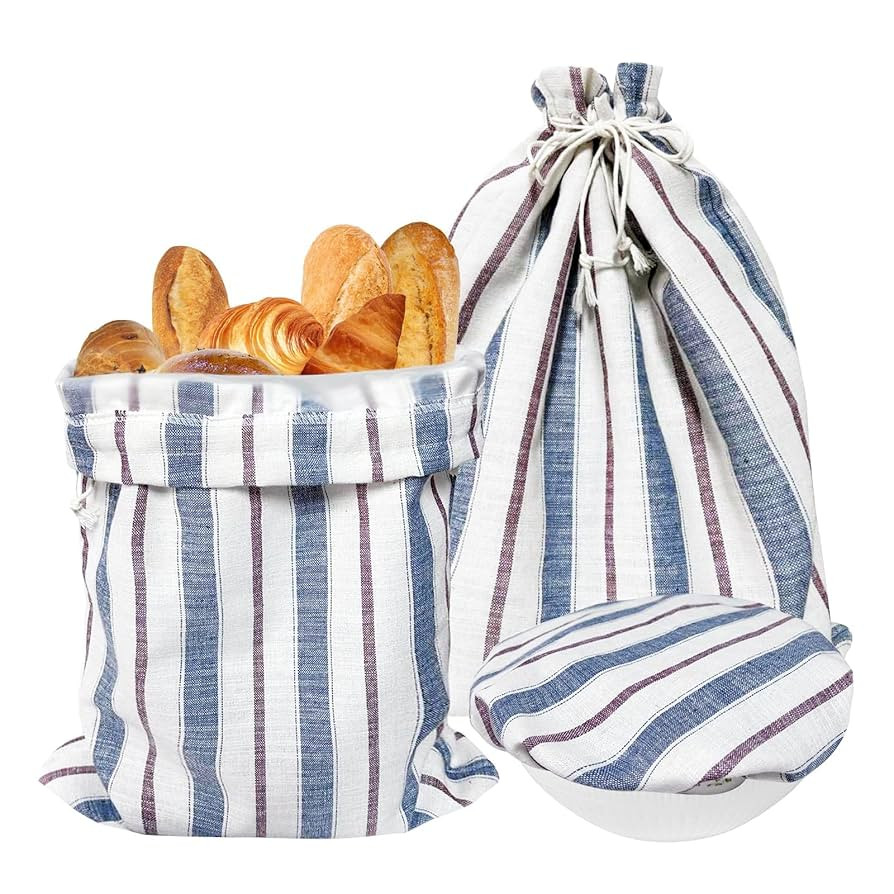 3Pack Reusable Bread Bags for Homemade Sourdough and Proofing Bowl Cover, Keep Loaf Fresh, Countr... | Amazon (US)