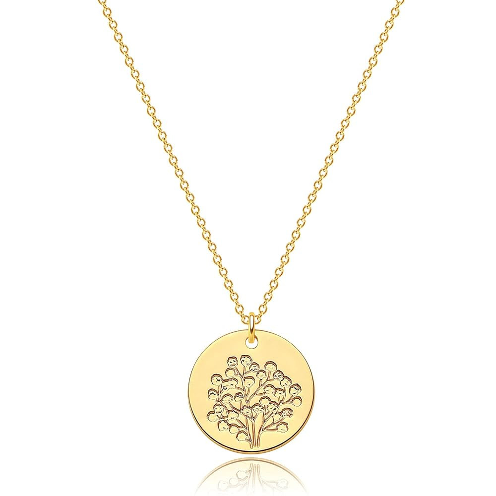 MEVECCO Birth Flower Necklace 18k Gold Custom Floral Pendant Necklaces Dainty Birth Month Flower ... | Amazon (US)