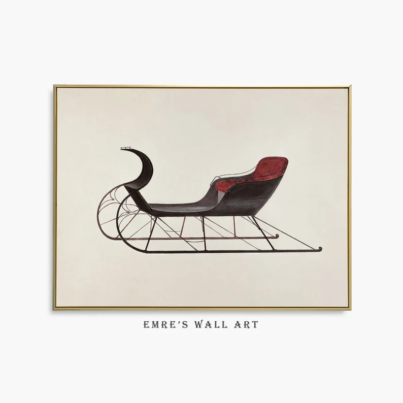 Vintage Sleigh Printable Wall Decor, Christmas Sleigh Digital Print, Neutral Christmas Decor, Dig... | Etsy (US)