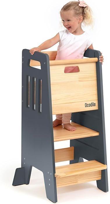 OCODILE Toddler Tower with a Sliding Door and 3 Adjustable Heights - Complete Toddler Kitchen Sto... | Amazon (US)