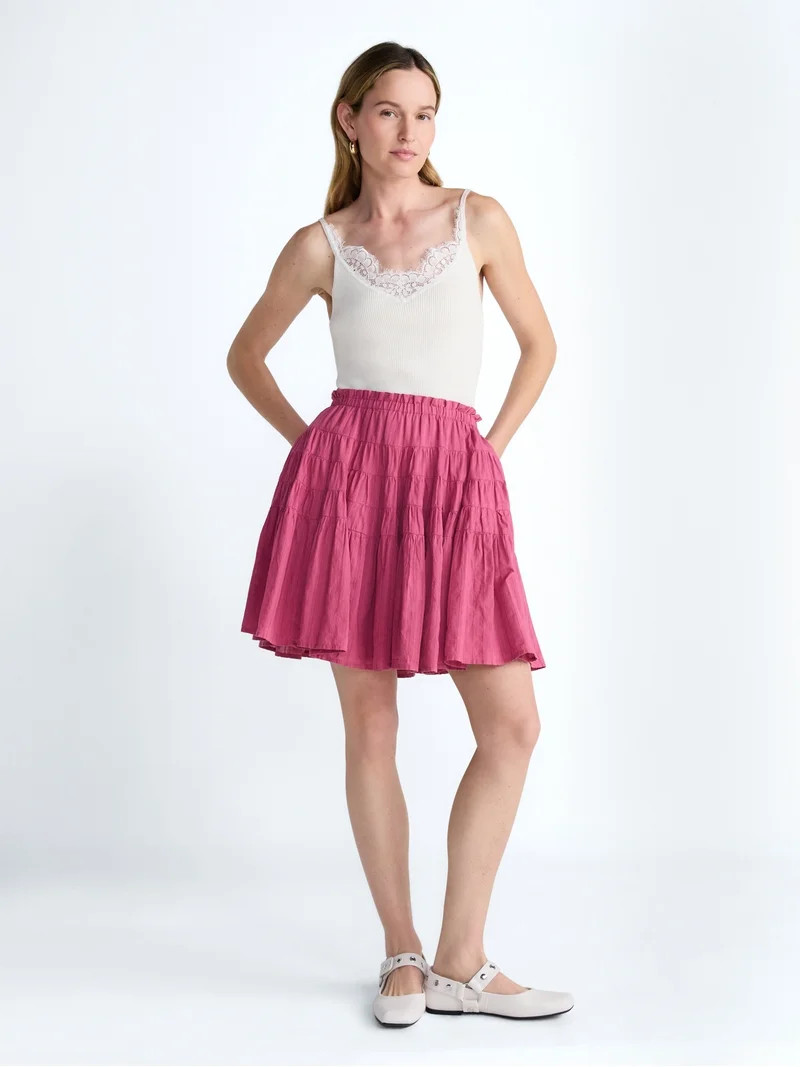 Scoop Women\u2019s Tiered Cotton Skirt, Sizes XS-4X | Walmart (US)