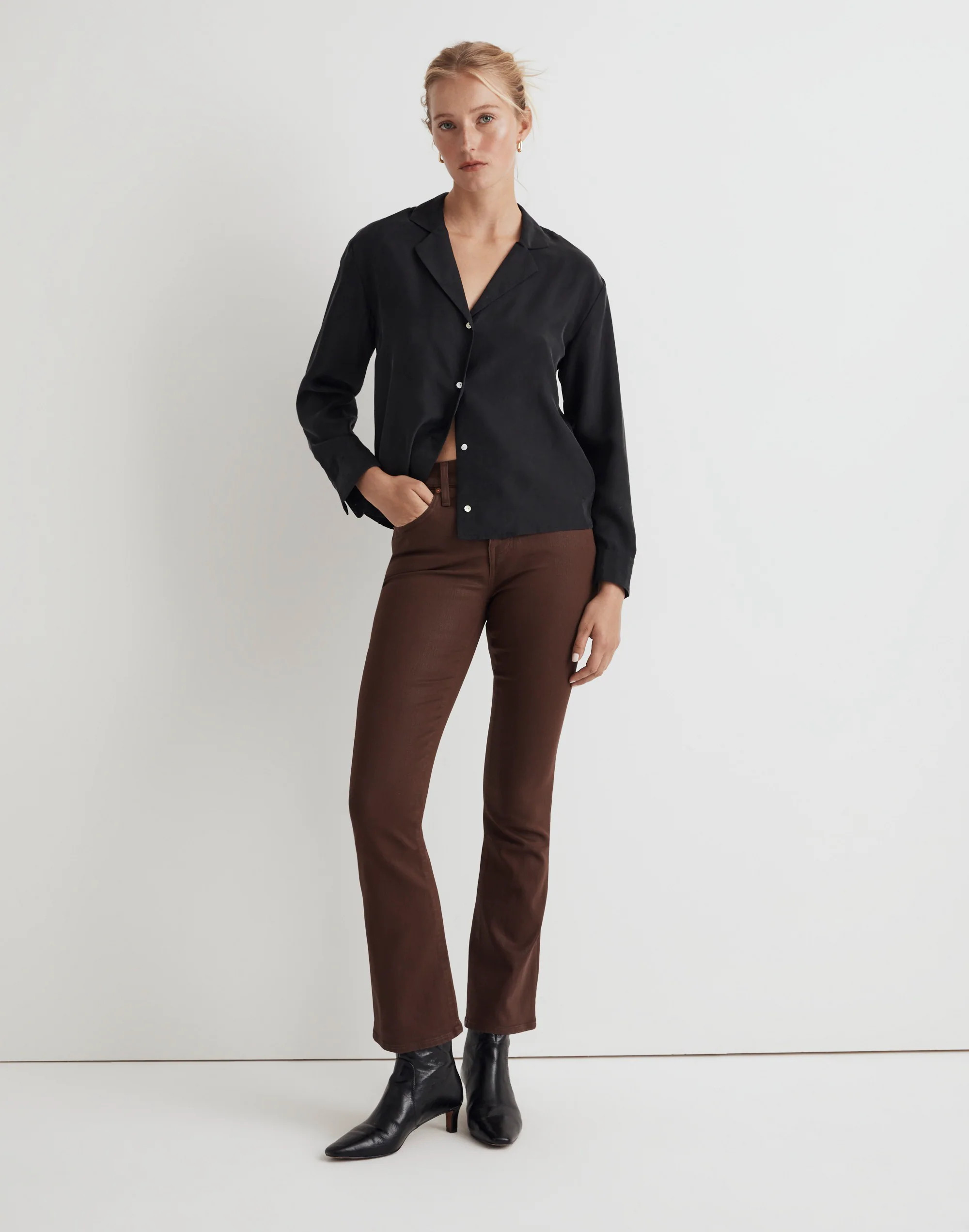 Kick Out Crop Jeans in True Black Wash: Coated Edition | Madewell