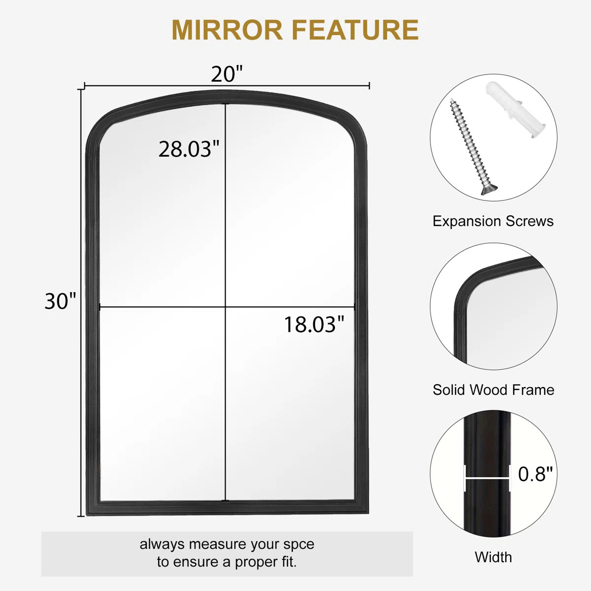 Red Barrel Studio® Lucena Farmhouse Wood Arched Rectangle Wall Mirror for BathRoom BedRoom & Rev... | Wayfair North America