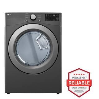 LG 7.4 cu. ft. Vented Stackable Electric Dryer in Middle Black with Sensor Dry Technology DLE3470... | The Home Depot