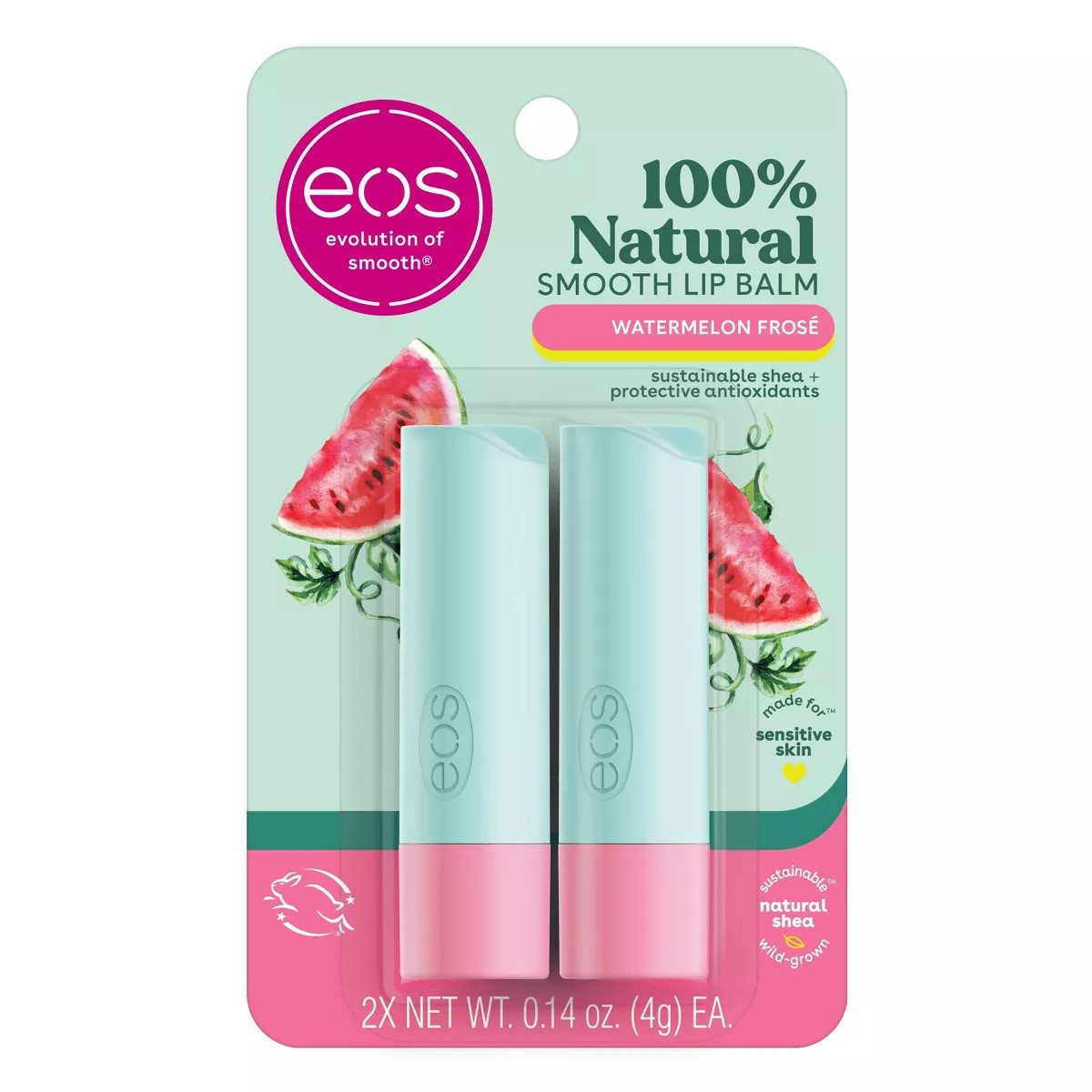 eos 100% Natural Watermelon Frosé Lip Balm Stick - 2pk | Target